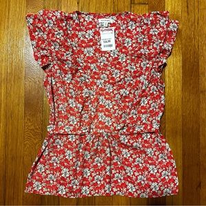 Max Studio floral flutter sleeve top